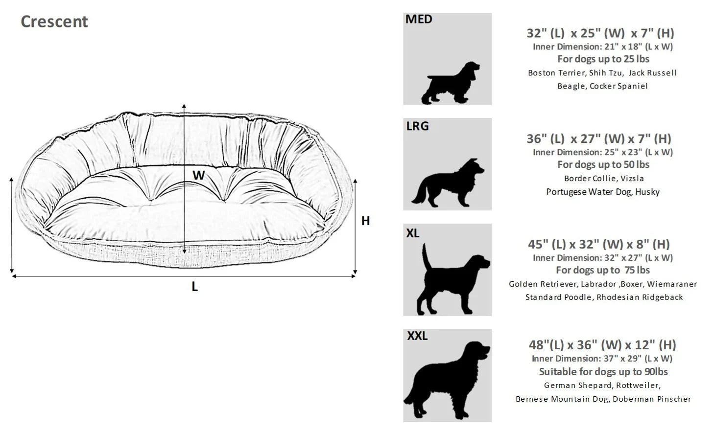 Bowsers Crescent Reversible Orthopedic Dog Bed in storm-ash