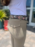 Load image into Gallery viewer, Wide-width TKC Pink Dots Belt by Southlake Paws, featuring a colorful dot pattern, worn with beige pants.
