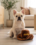 Load image into Gallery viewer, Brown Cowboy Hat | Squeaky Plush Dog Toy with Crinkle & Mesh Lining
