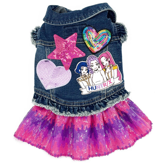 K-Pop Demon Hunter inspired Denim Dog Dress for dogs
