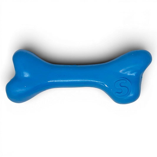 PUP-X Rubber Bone Dog Toy by Southlake Paws, blue, durable, floats, designed for large dogs, ideal chew toy.