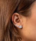 Load image into Gallery viewer, OLIVE & CHAIN Diamond Emerald Cut Cluster Stud Earring - White Gold, 6.3mm
