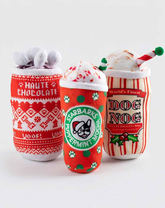 Haute Chocolate, Puppermint Mocha, & Dog Nog | Christmas Dog Toys