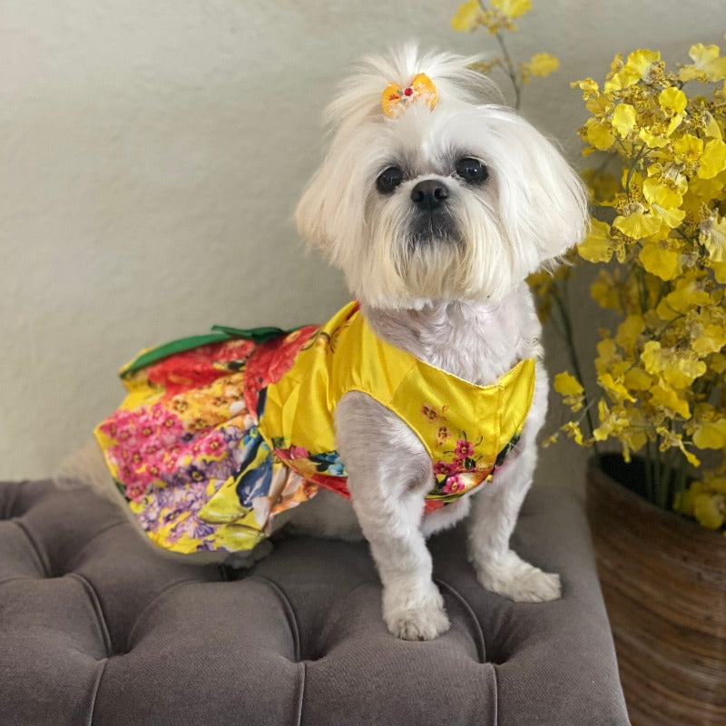 Yellow Floral Dog Party Dress - Southlake Paws