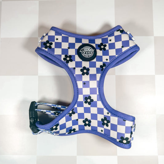 Purple Checkered Flower Harness 