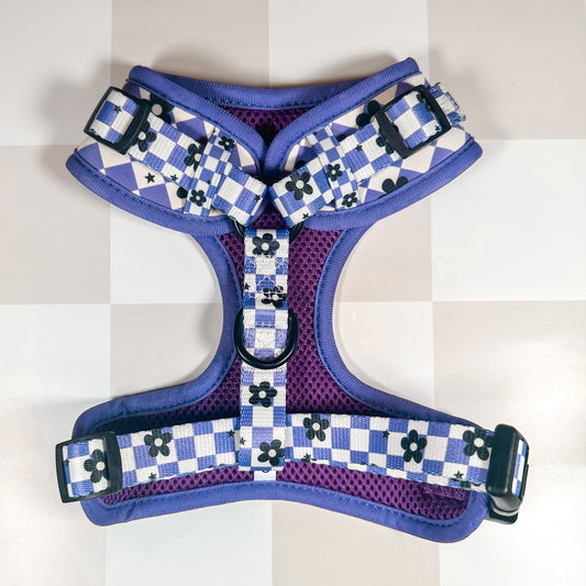 Purple Checkered Flower Harness 