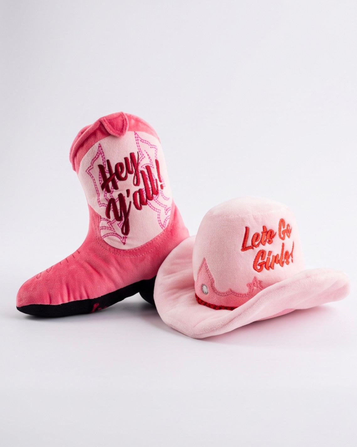 Pink Cowgirl Hat | Squeaky Plush Dog Toy with Crinkle & Mesh Lining