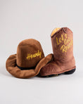 Load image into Gallery viewer, Brown Cowboy Hat | Squeaky Plush Dog Toy with Crinkle & Mesh Lining
