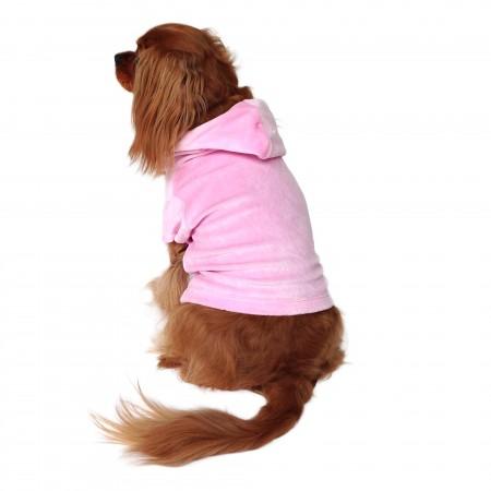 Velour Pullover Hoodie, Pink 