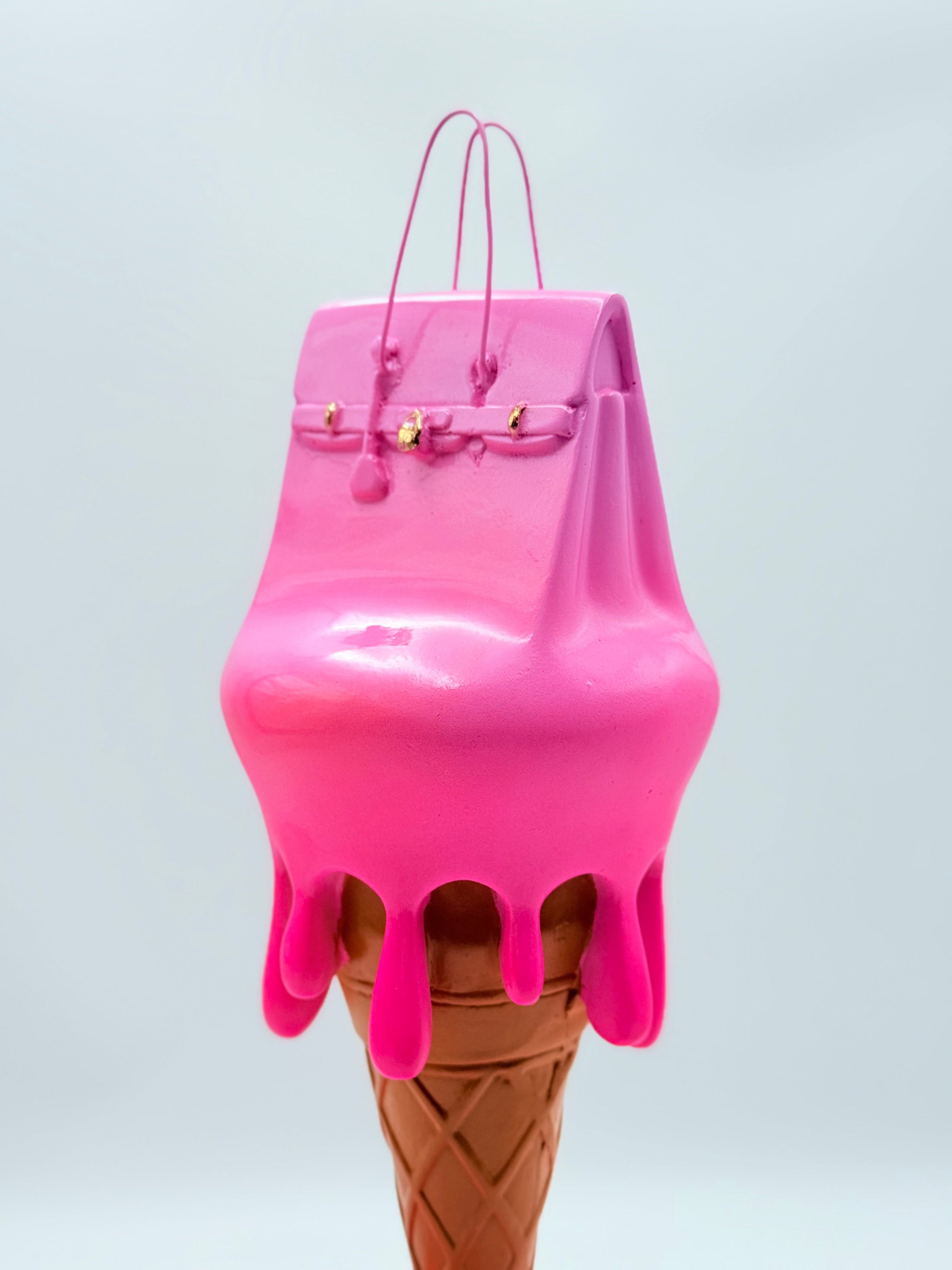 Melty Bag Sculpture - Light & Neon Pink Edition - neon pink light and neon pink neon melty bag sculpture, luxury sculpture…