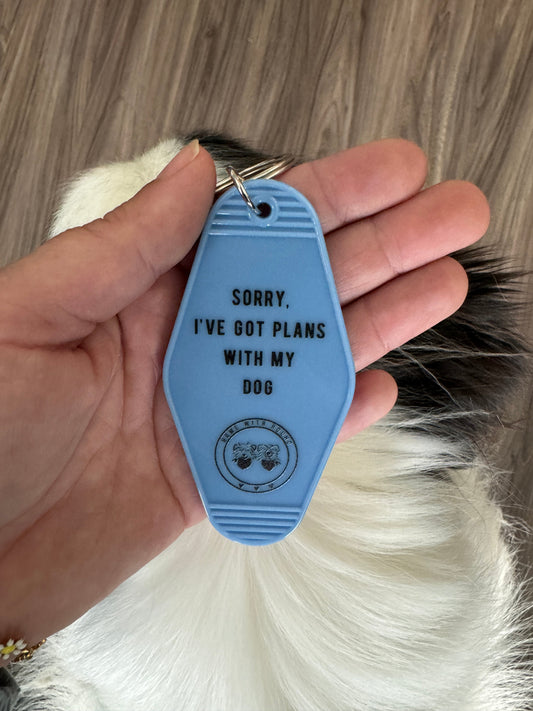 Blue I've Got Plans Motel Keychain