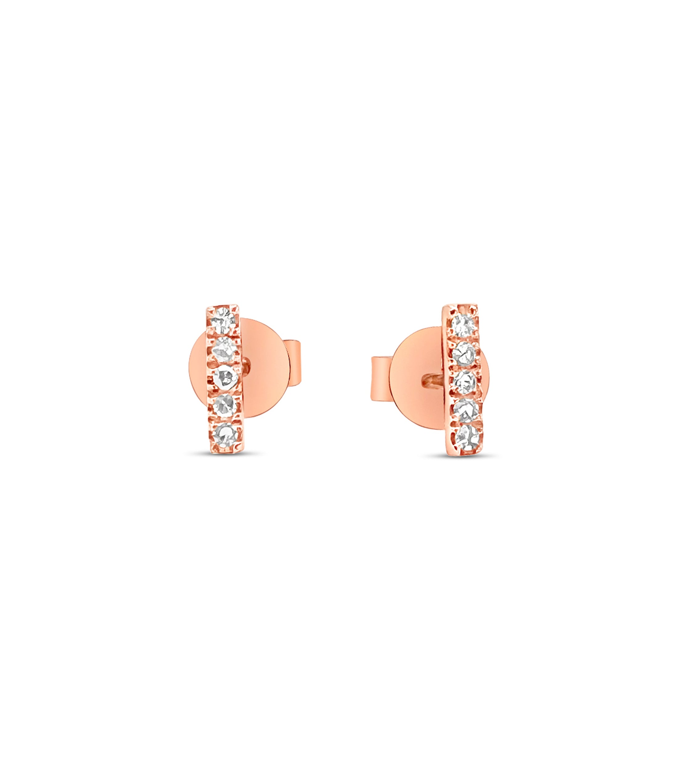 OLIVE & CHAIN Diamond Bar Stud Earrings - Yellow Gold, 6mm, Single