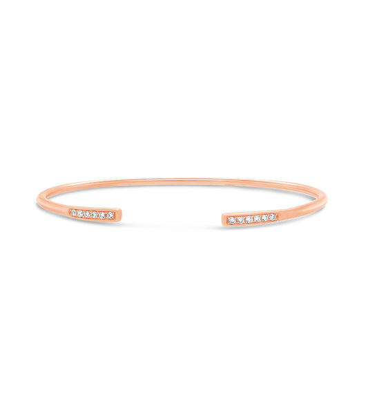 OLIVE & CHAIN Diamond Bar Flexible Bangle - Rose Gold
