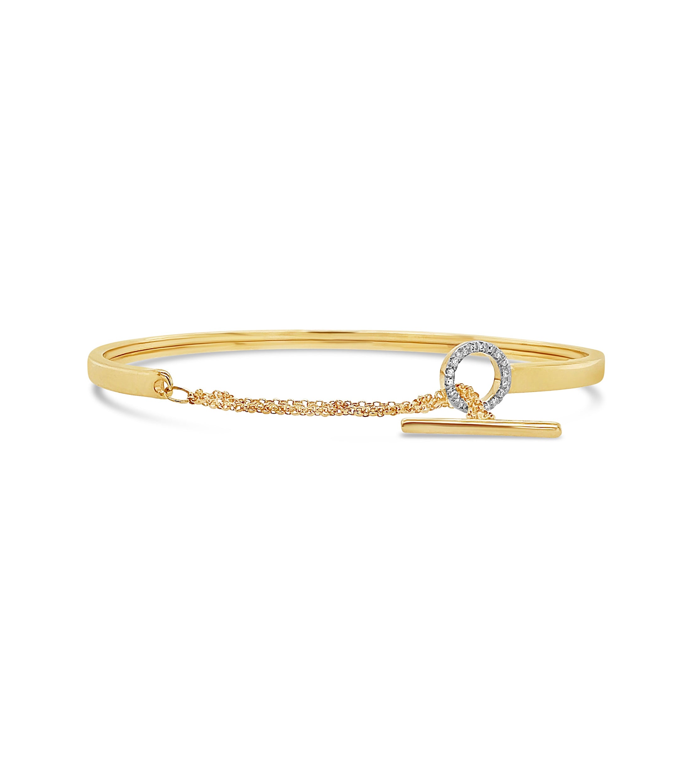 OLIVE & CHAIN Diamond Toggle Flexible Bangle - Yellow Gold