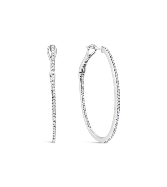 OLIVE & CHAIN Diamond Oval Hoop Earring - Yellow Gold, 38mm