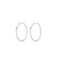 Load image into Gallery viewer, OLIVE & CHAIN Diamond Oval Hoop Earring - White Gold, 28mm

