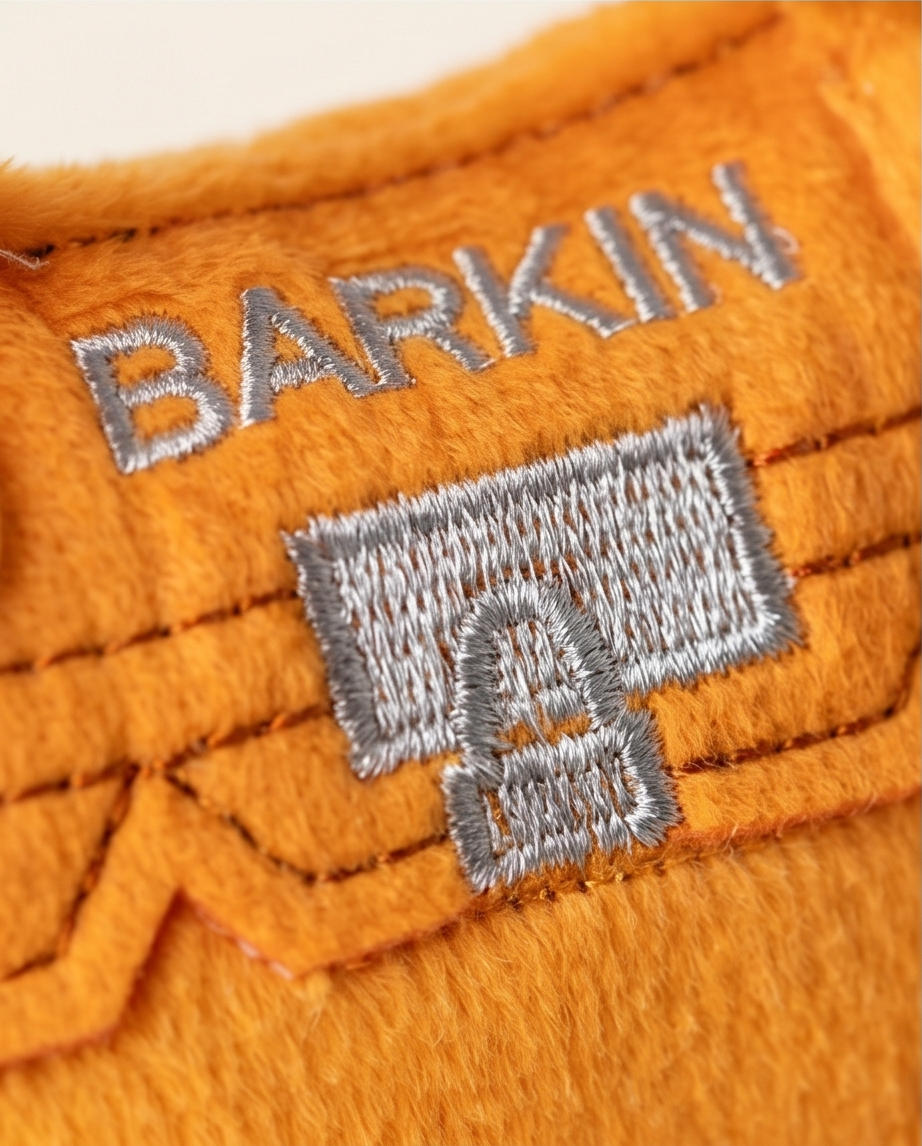 Barkin Bag - Orange | Squeaky Plush Dog Toy with Crinkle & Mesh Lining