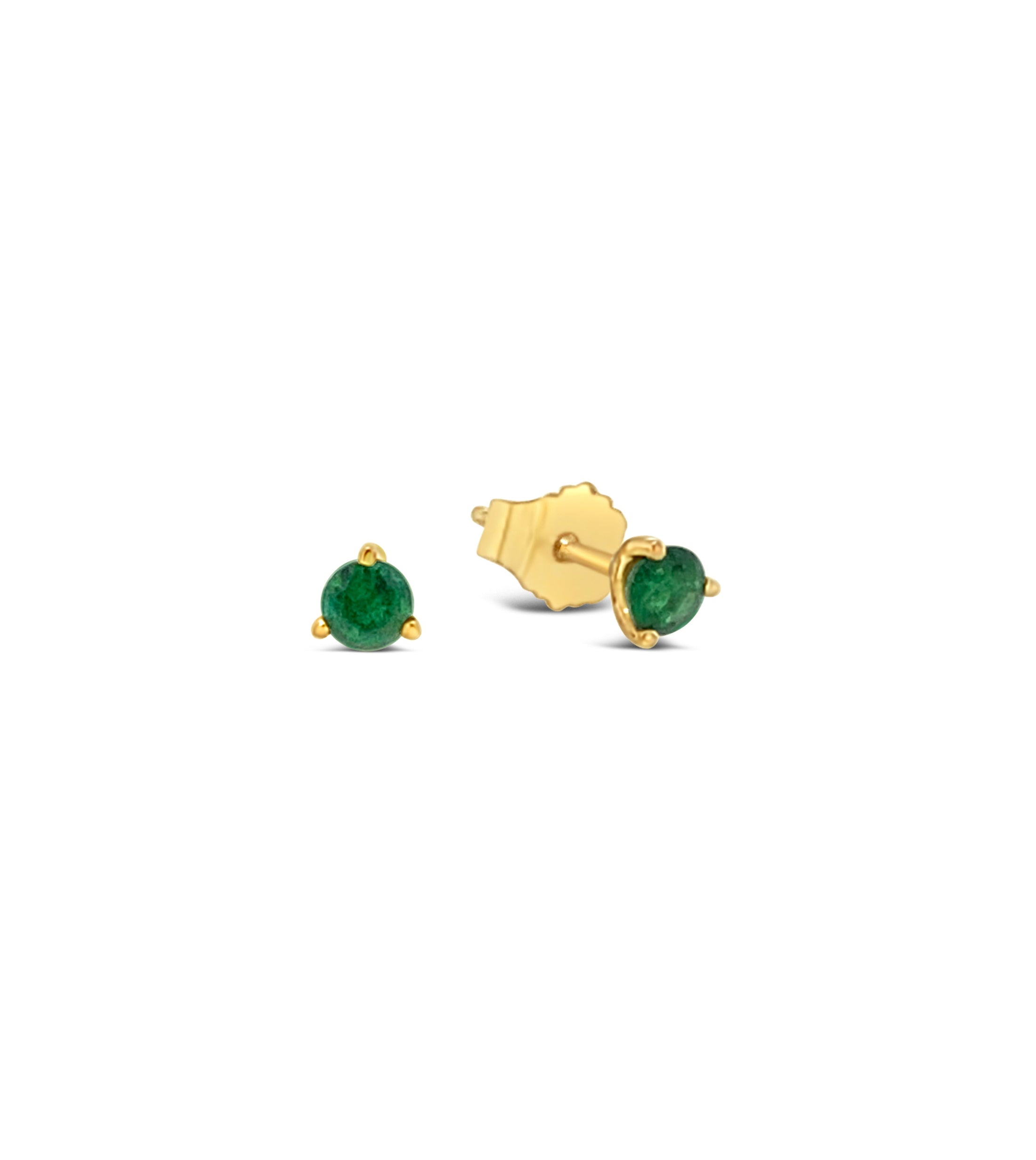 OLIVE & CHAIN Emerald Martini Stud Earrings - Yellow Gold