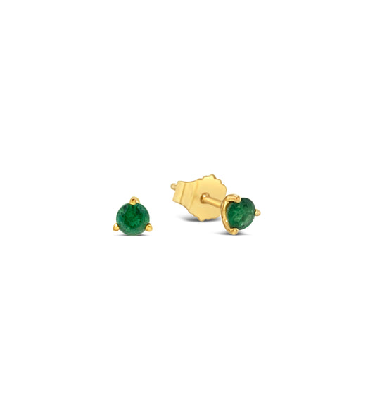 OLIVE & CHAIN Emerald Martini Stud Earrings - Yellow Gold