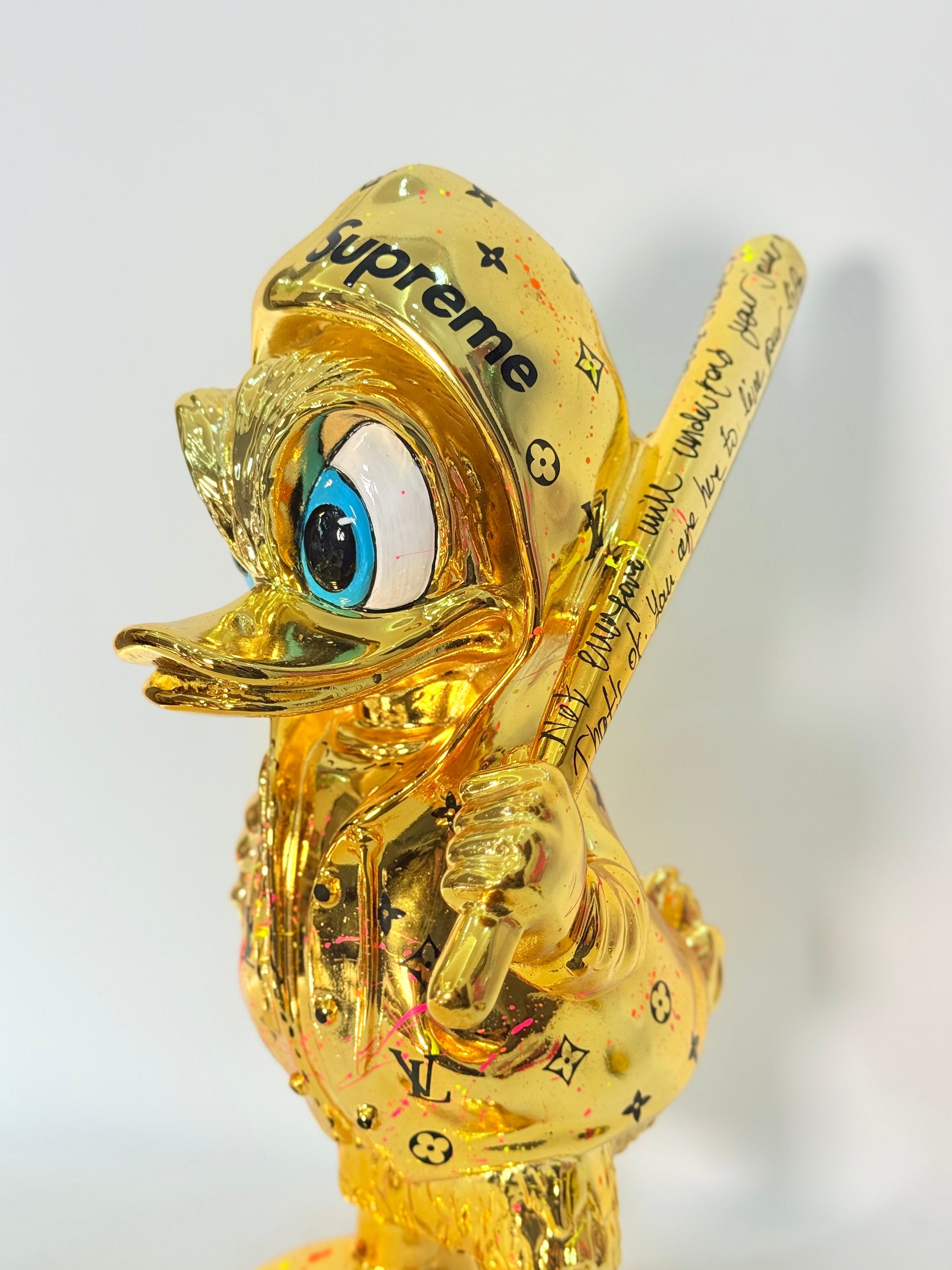 DUXX Duck Sculpture - Gold Chrome LV Edition - gold chrome lv duxx duck sculpture, luxury sculpture, product image 4