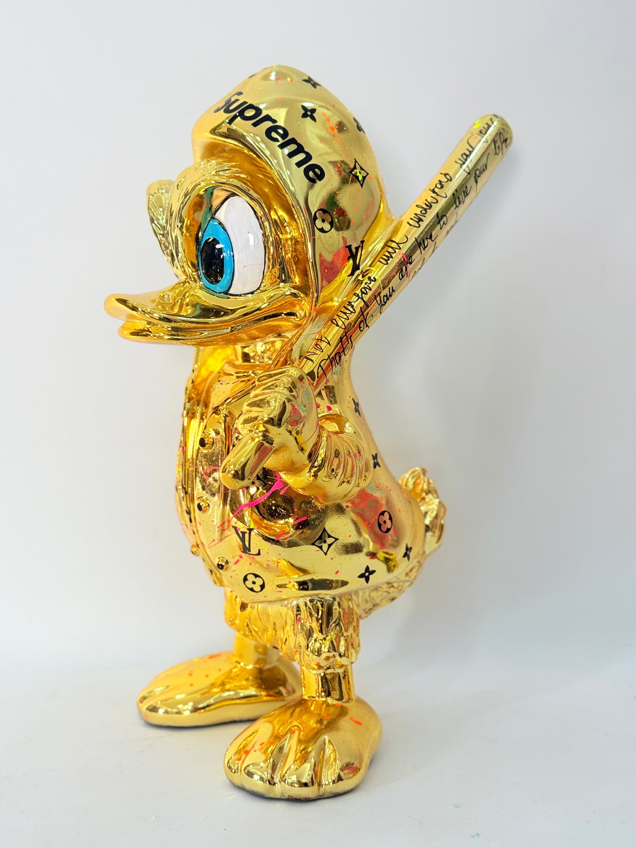DUXX Duck Sculpture - Gold Chrome LV Edition - gold chrome lv duxx duck sculpture, luxury sculpture, product image 7
