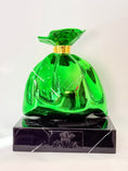 Load image into Gallery viewer, Green Money Bag Sculpture - Alec Monopoly Inspired Pop Art Sculpture - pop art alec monopoly green money bag sculpture…
