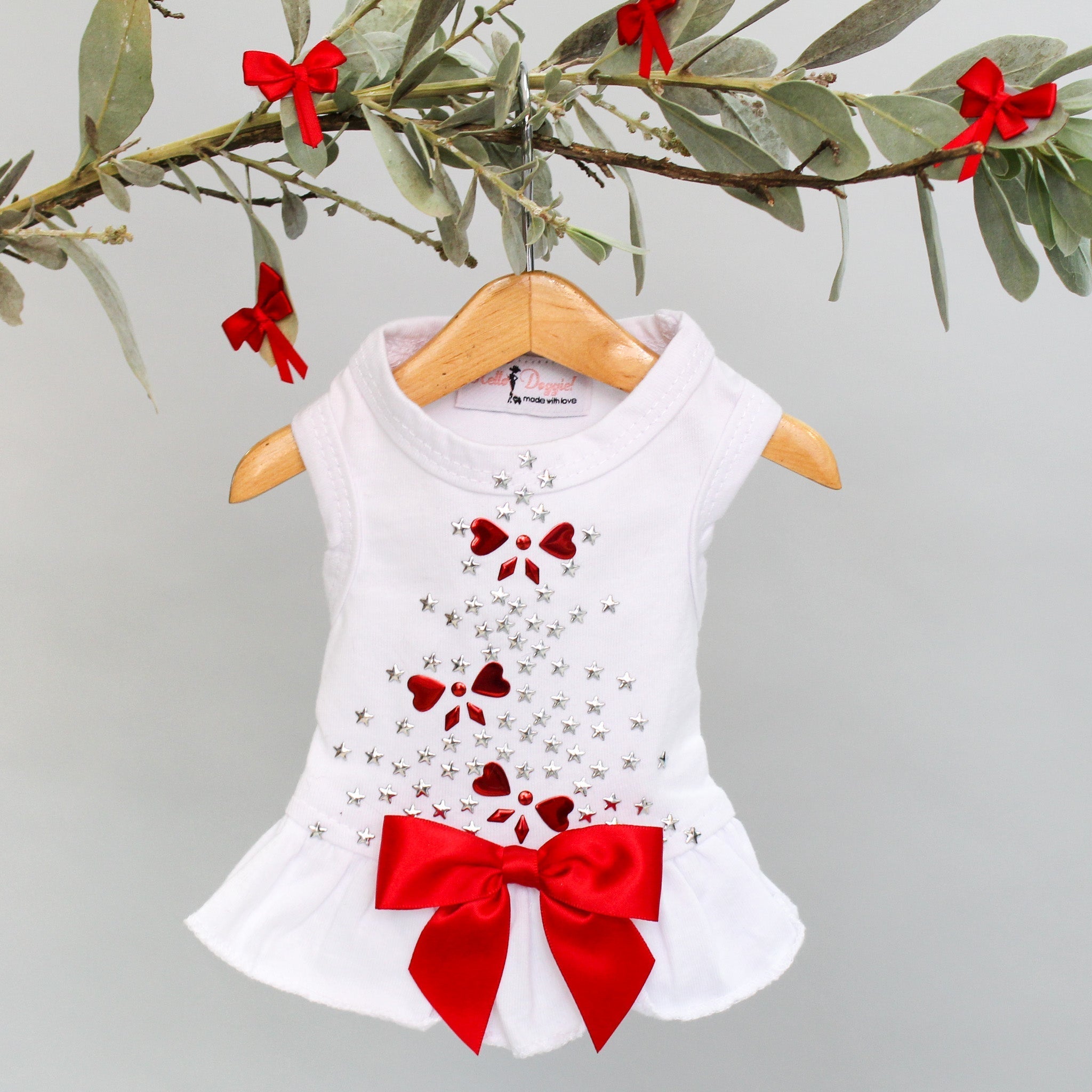 Holiday Sparkle Dog Satin Cotton Dress - Designer Dog Clothes from Southlake Paws