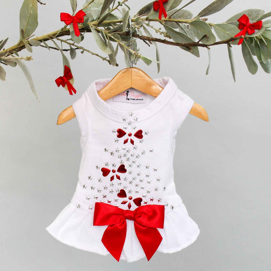 Hello Doggie Holiday Sparkle Dog Satin Cotton Dress