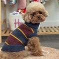 Load image into Gallery viewer, The Chai | Gray & Mustard Striped Turtleneck Dog Sweater
