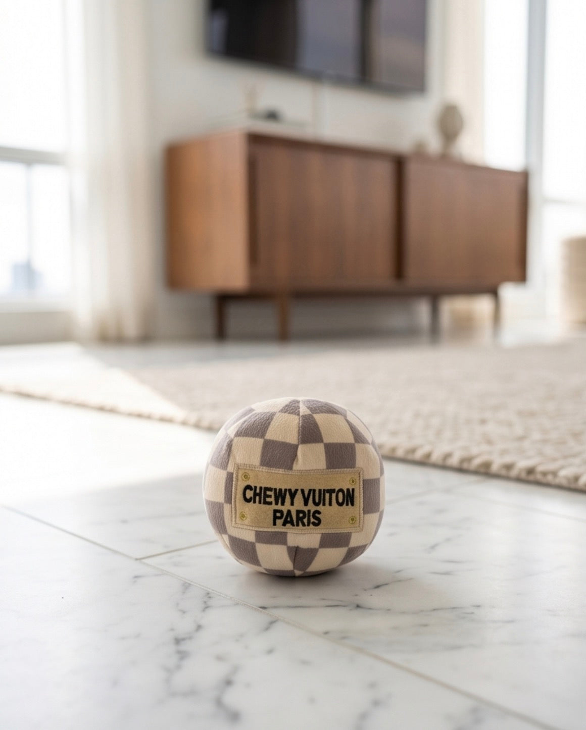 Tan Checker Chewy Vuiton Ball