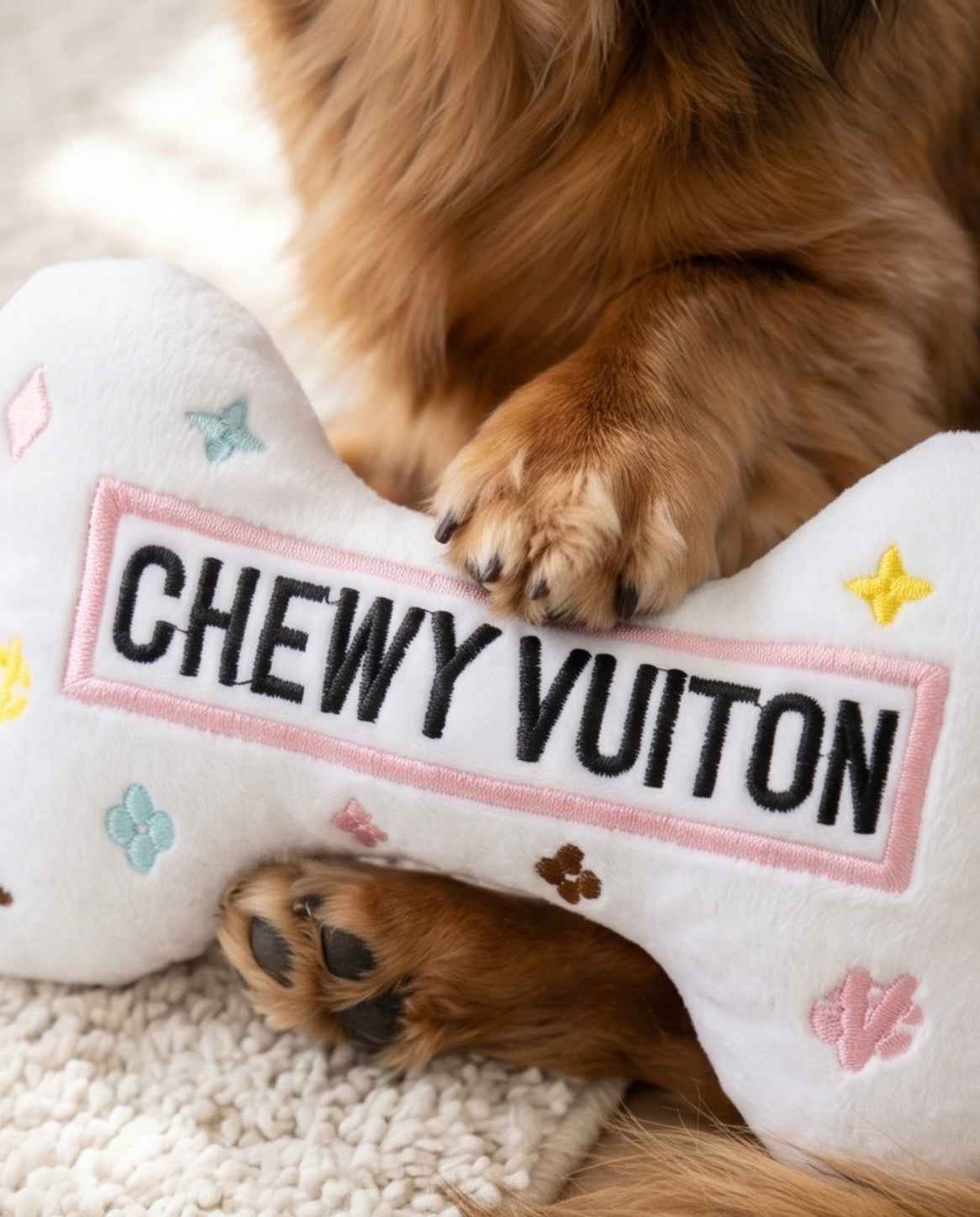 White Chewy Vuiton Bone Toy