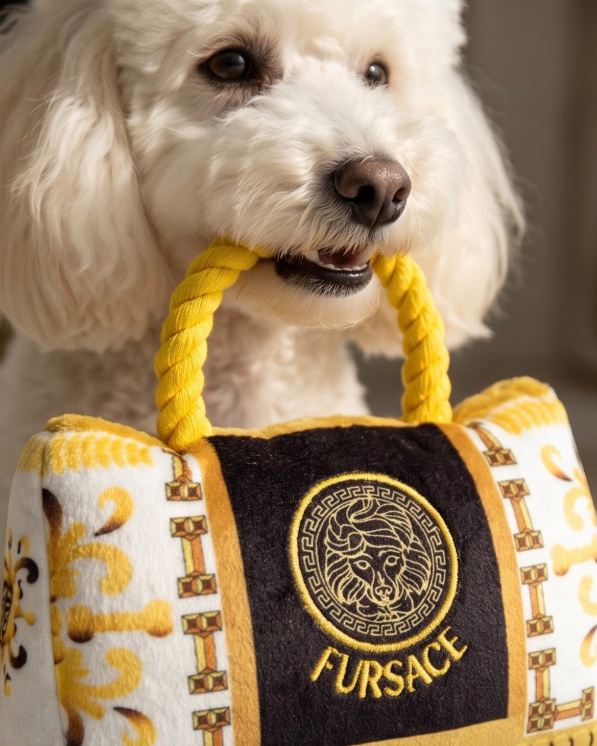 Fursace Handbag | Squeaky Plush Dog Toy with Crinkle & Mesh Lining