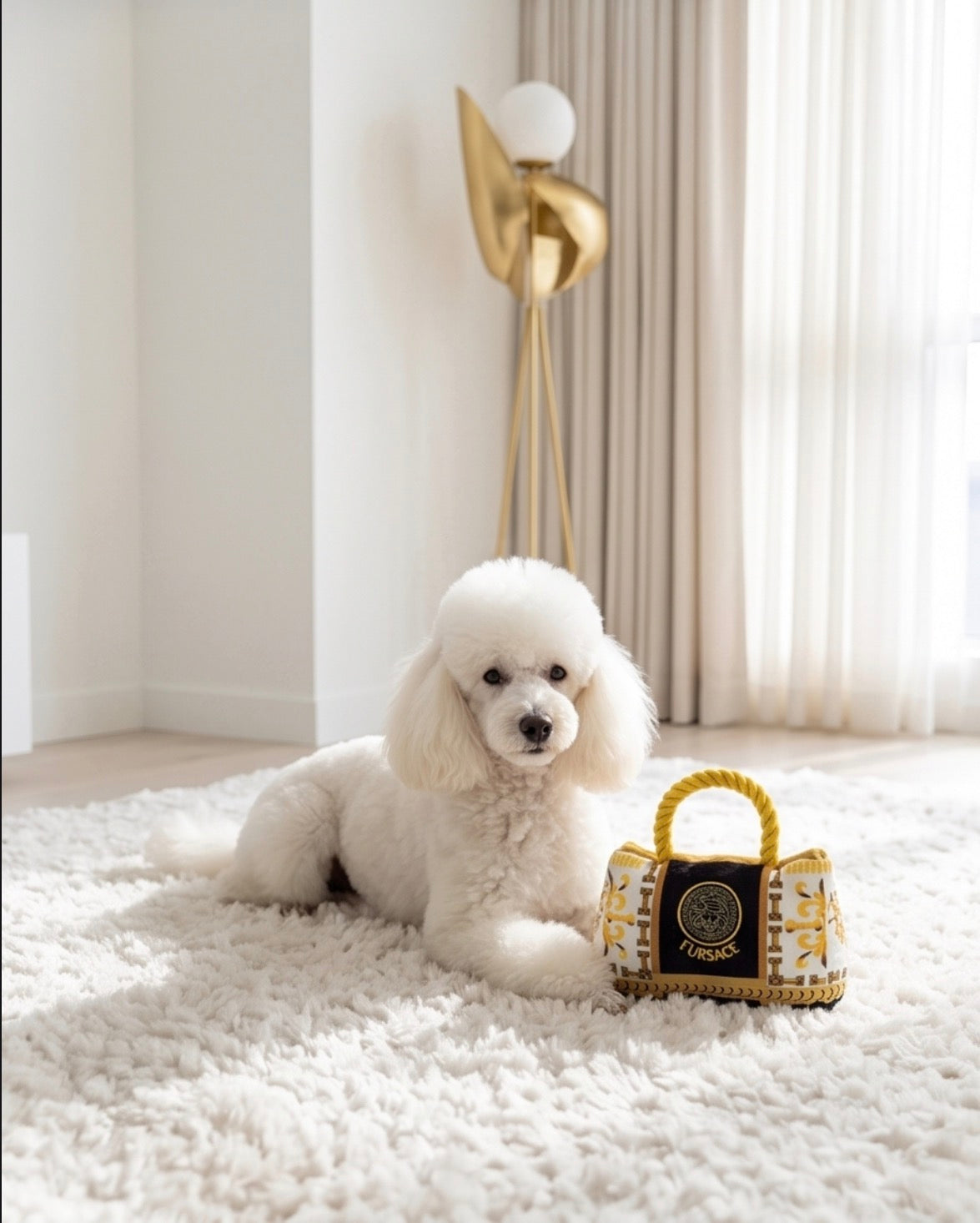 Fursace Handbag | Squeaky Plush Dog Toy with Crinkle & Mesh Lining