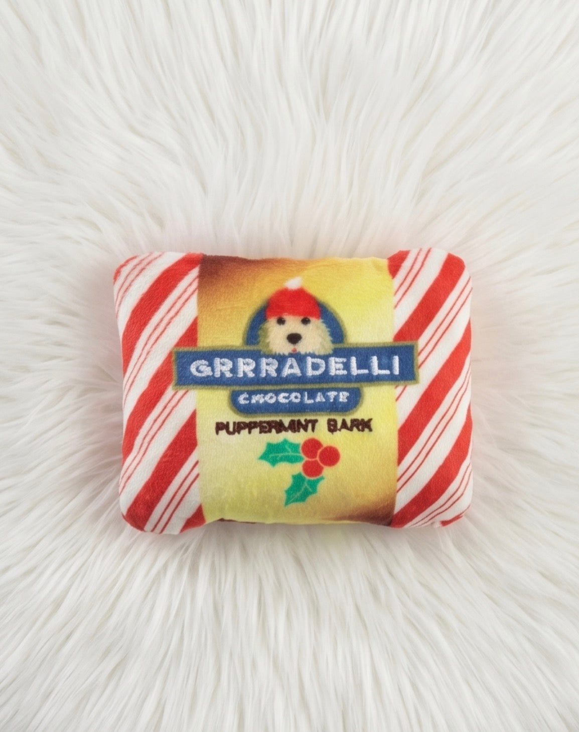 Grrradelli Puppermint Bark Square Christmas Holiday Plush Dog Toy
