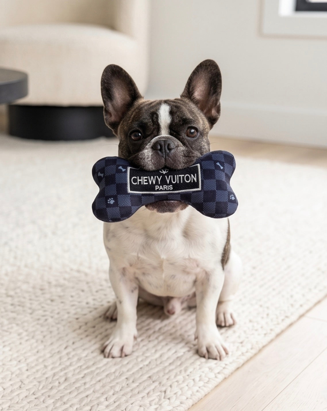 Black Checker Chewy Vuiton Bone