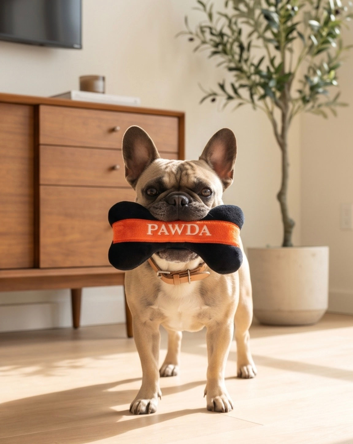 Pawda Bone | Squeaky Plush Dog Toy with Crinkle & Mesh Lining