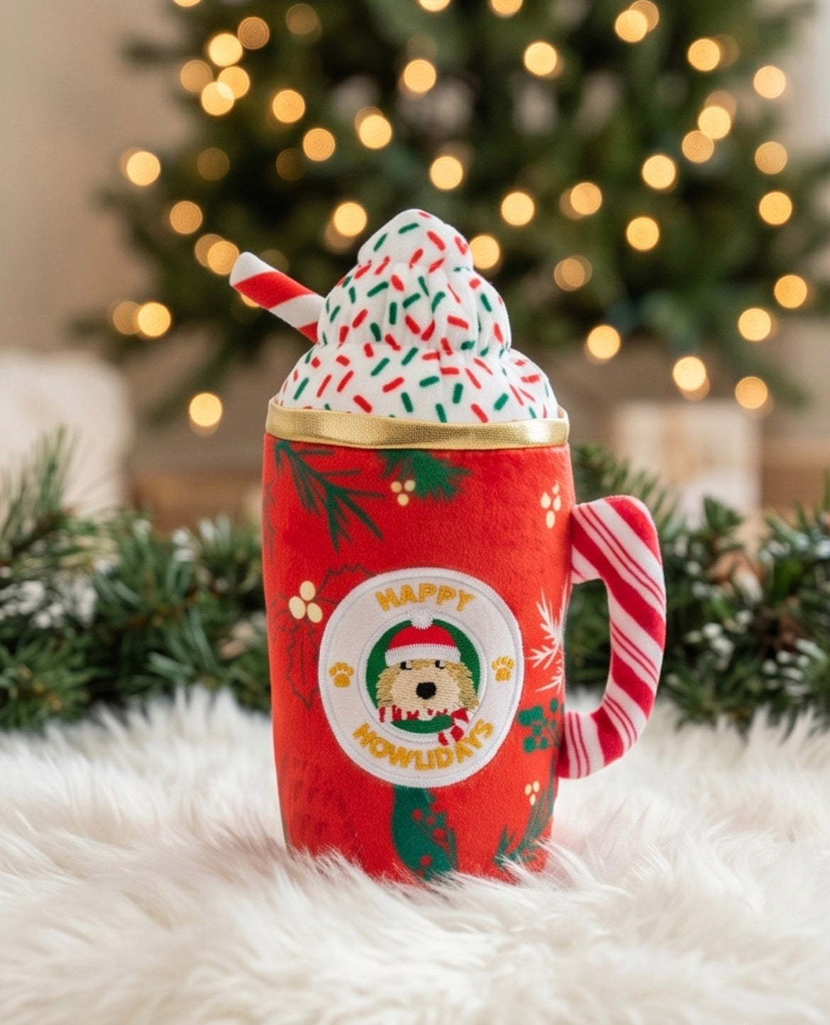Howliday Cheer Mug Holiday Christmas Plush Dog Toy