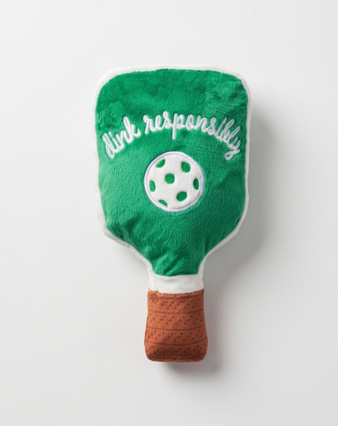 Green Stripe Pickleball Paddle | Squeaky Plush Dog Toy with Crinkle & Mesh Lining