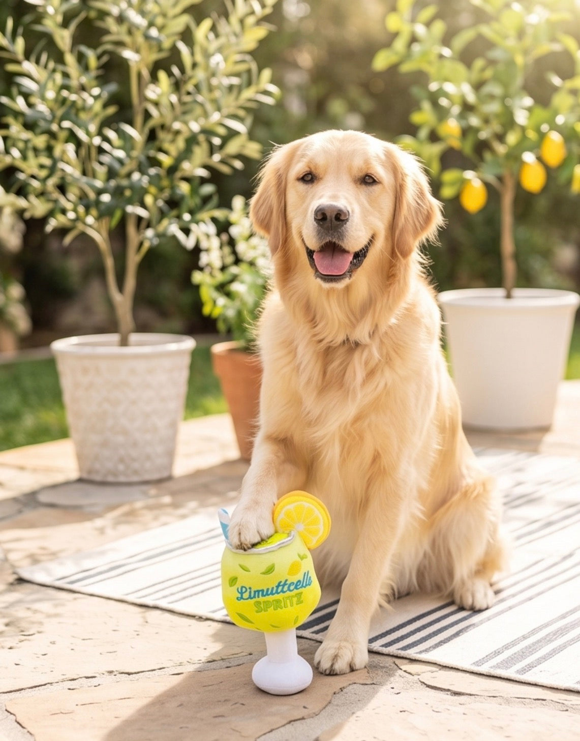 Limuttcello Spritz | Squeaky Plush Dog Toy with Crinkle & Mesh Lining