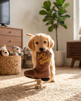 Load image into Gallery viewer, Brown Cowboy Boot | Squeaky Plush Dog Toy with Crinkle & Mesh Lining
