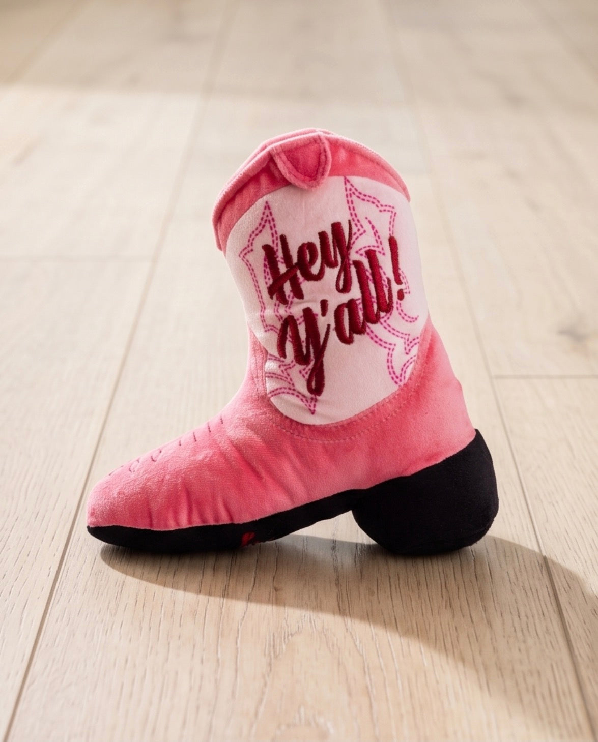 Pink Cowgirl Boot | Squeaky Plush Dog Toy with Crinkle & Mesh Lining