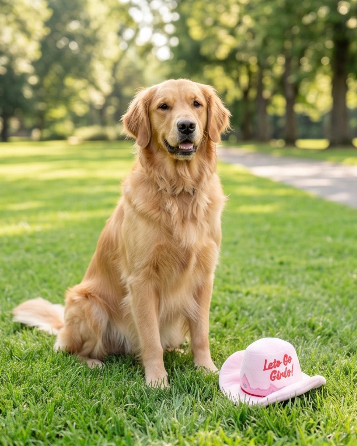 Pink Cowgirl Hat | Squeaky Plush Dog Toy with Crinkle & Mesh Lining