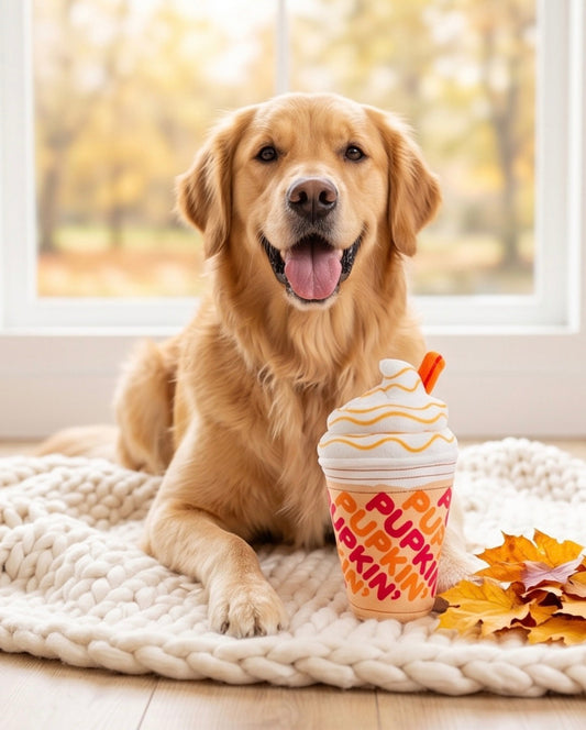 Pupkin' Donuts Iced Coffee | Squeaky Plush Dog Toy with Crinkle & Mesh Lining
