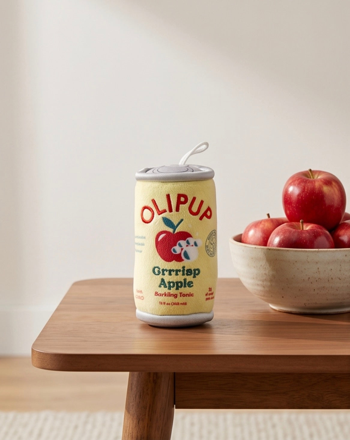 Olipup Soda Grrrisp Apple Holiday Plush Dog Toy | Squeaky Plush Dog Toy with Crinkle & Mesh Lining