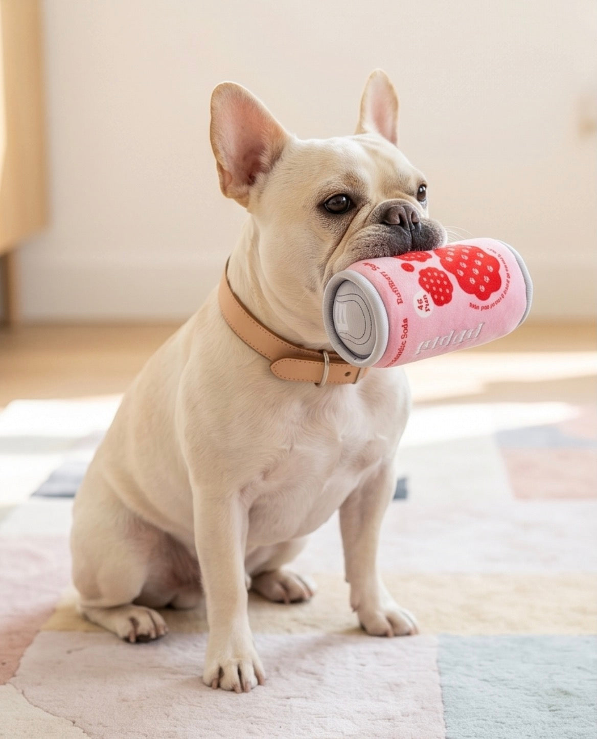 Puppi Ruffberry Rose | Squeaky Plush Dog Toy with Crinkle & Mesh Lining