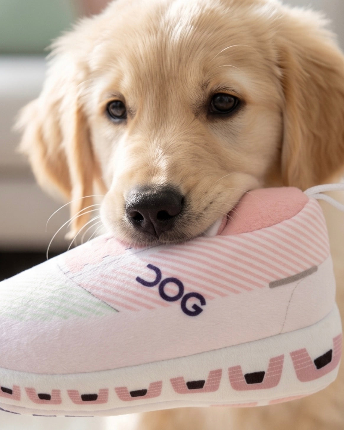 DOG Workout Shoe | Squeaky Plush Dog Toy with Crinkle & Mesh Lining