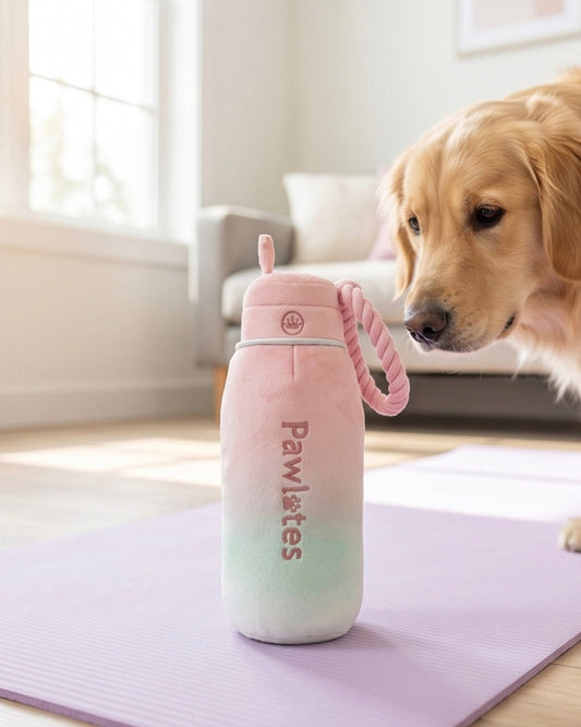 Pawlates Princess Water Bottle | Squeaky Plush Dog Toy with Crinkle & Mesh Lining