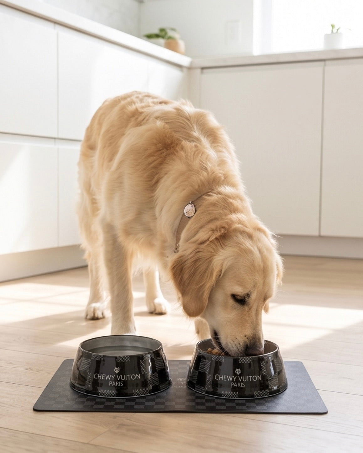Black Checker Chewy Vuiton Bowls