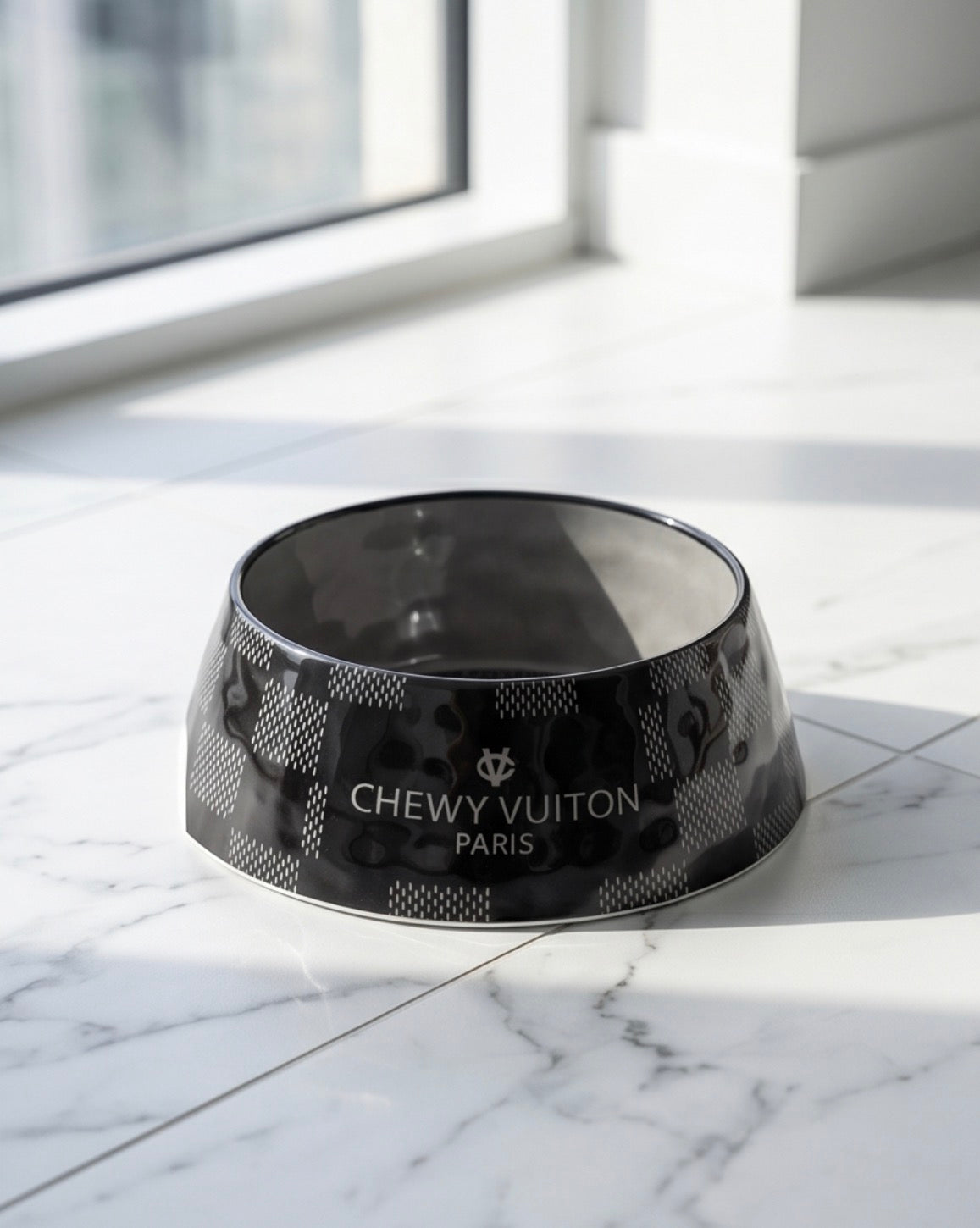 Black Checker Chewy Vuiton Bowls