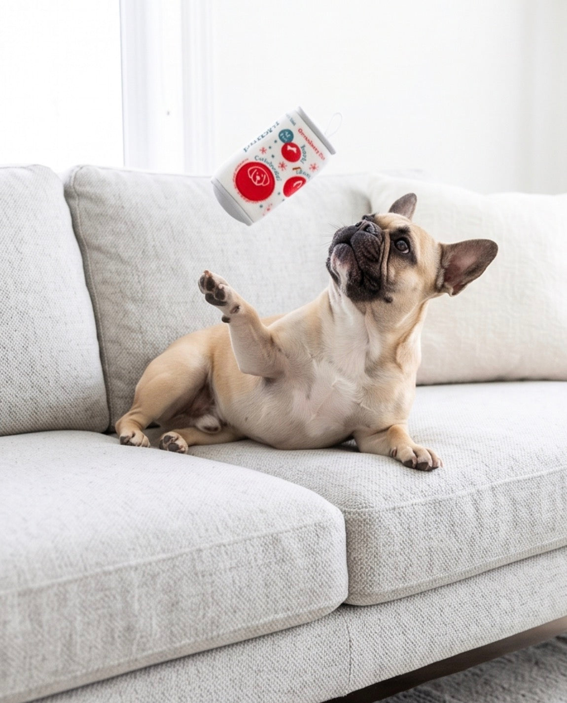 Puppi Grrranberry Fizz Holiday Plush Dog Toy | Squeaky Plush Dog Toy with Crinkle & Mesh Lining